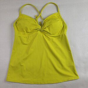 Athleta Twist Tankini Swim Top Womens Medium Green Padded Adjustable Strap Beach